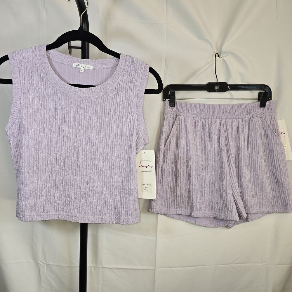 Ava & Viv Lavender Textured Tank Top and Shorts Set